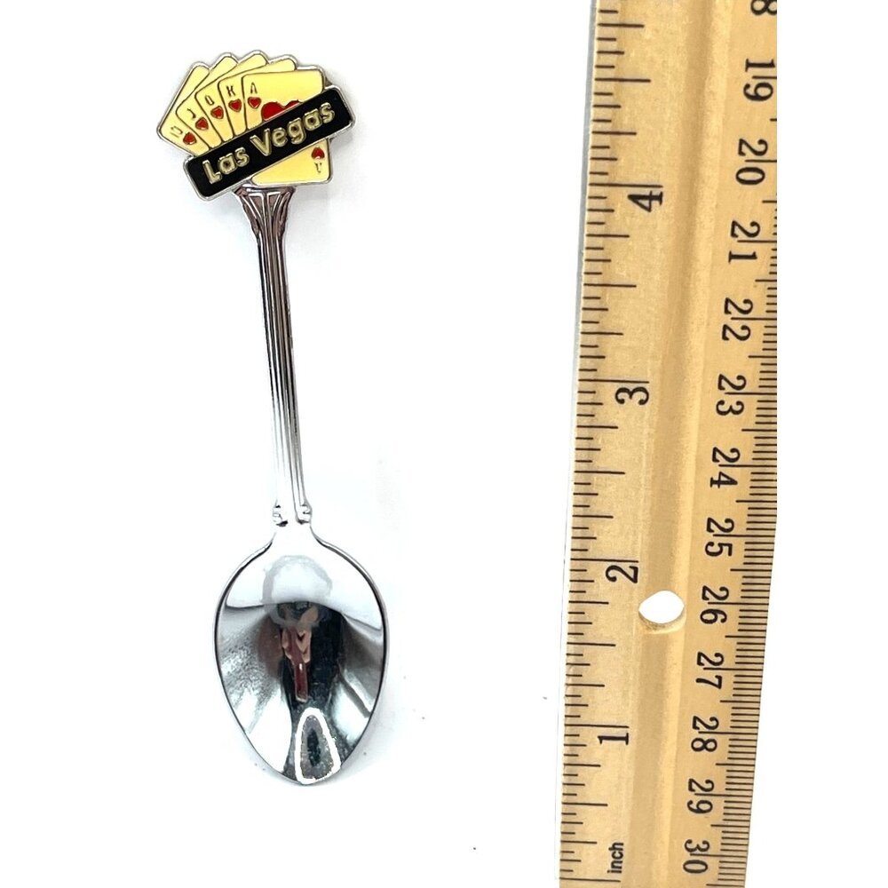 Las Vegas Souvenir Collectible Spoon With Poker Card Design & "Las Vegas" Text